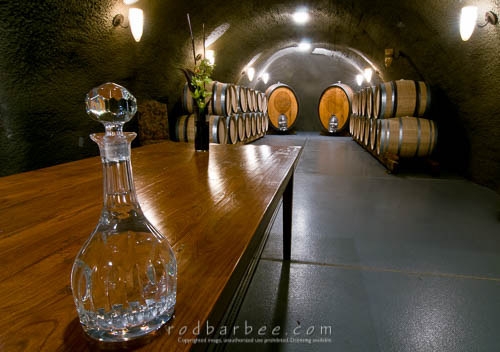 Aging cave at Archery Summit winery