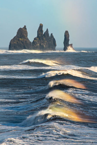 From Dyrhólaey, looking east toward Reynisfjara beach and the Reynisdrangar sea stacks near Vík.